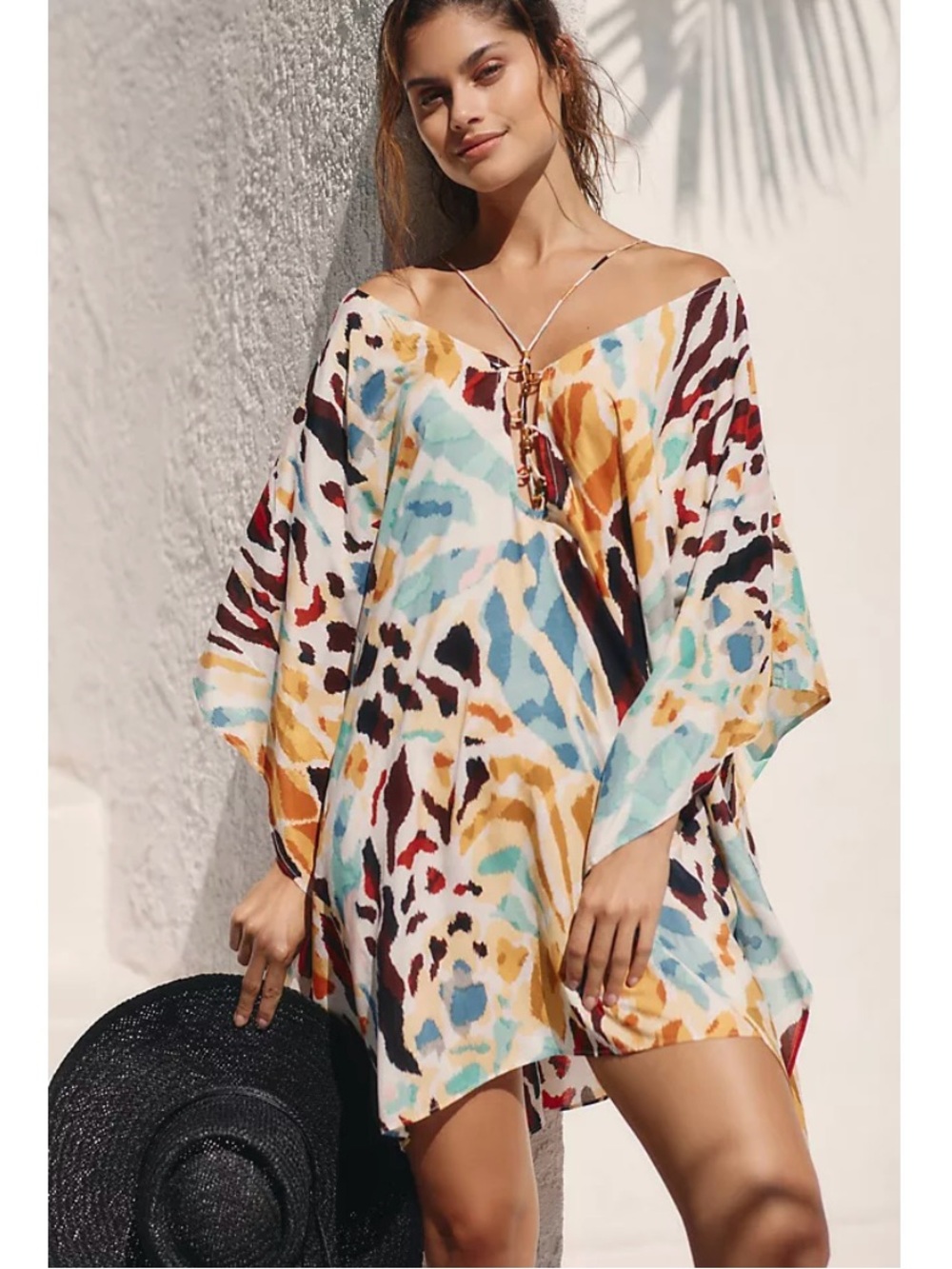 Anthropologie Printed Tropical Coverup Mini Dress New XS
